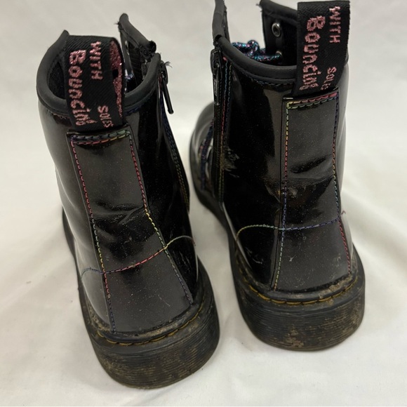 Dr Martens 1460 Sparkle Iridescent Rainbow Black Patent Leather Boots Side Zip - Picture 4 of 12